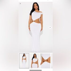 Fashion Nova White Cutout Maxi Dress ** never worn **